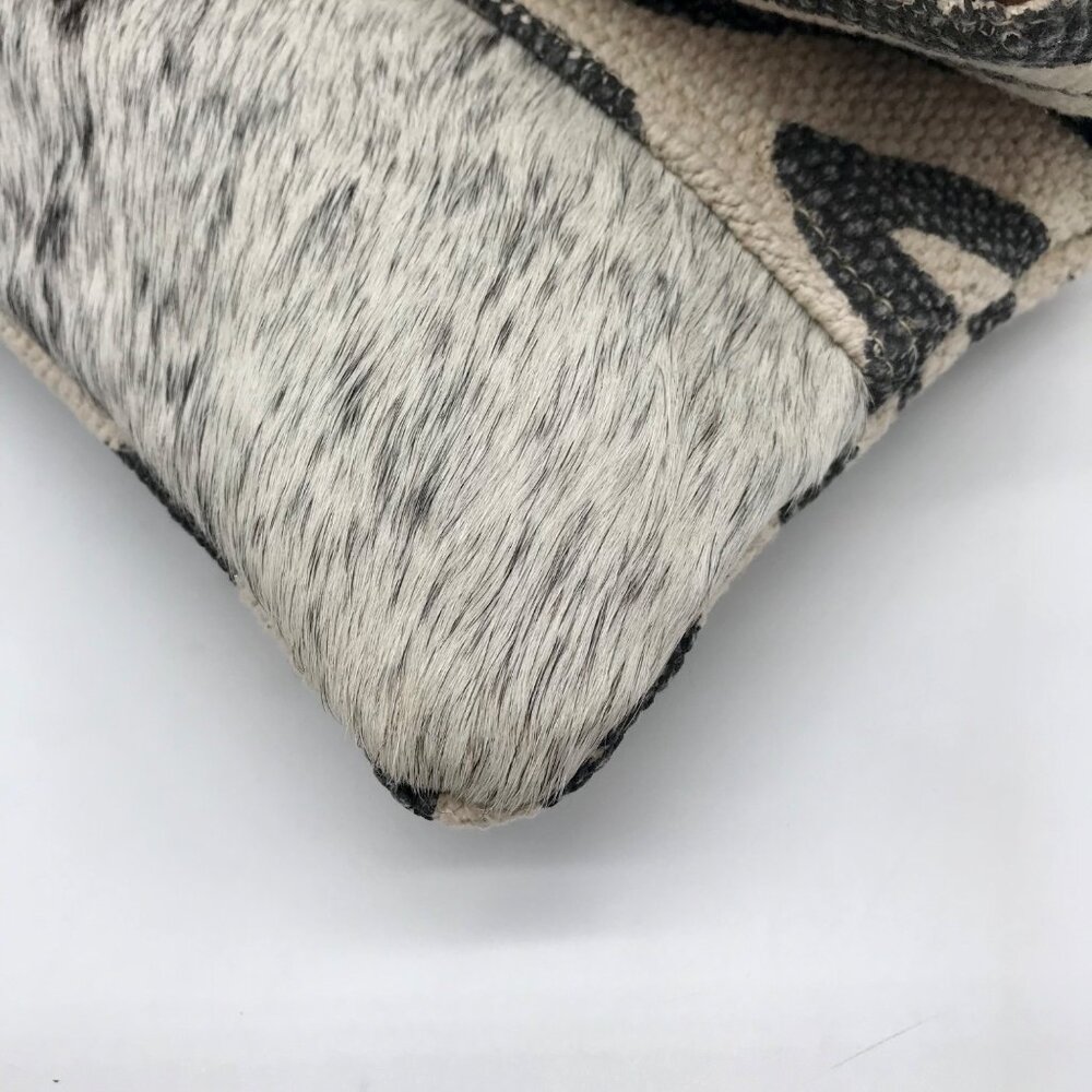 Bhrayna Zebra Design Fold Over Cotton & Leather Clutch - Picture 8 of 10